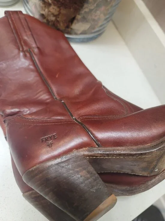 Frye Vintage Leather Brown Cognac Western Cowboy Boots Women’s 8.5 B Patina - Picture 9 of 10